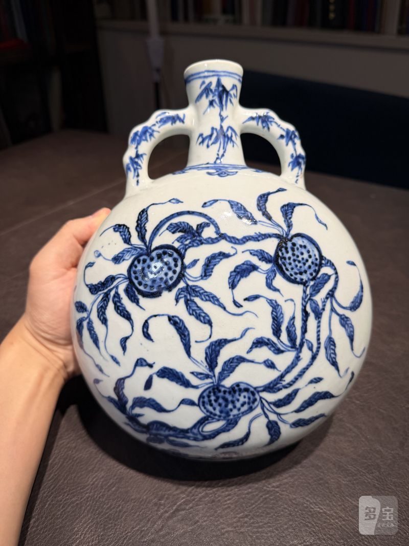 清雍正 青花折枝瑞果纹抱月瓶 - 图5
